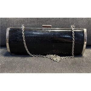 Style & Company Evening Lizard Grain Bag, Black/Silver